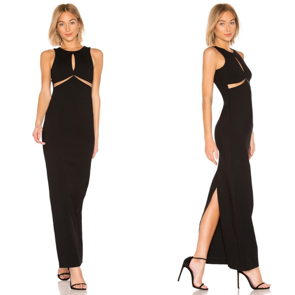 Lovers + Friends Saskeah Maxi Dress in Black Pencil Subtle Cutouts Women Size M